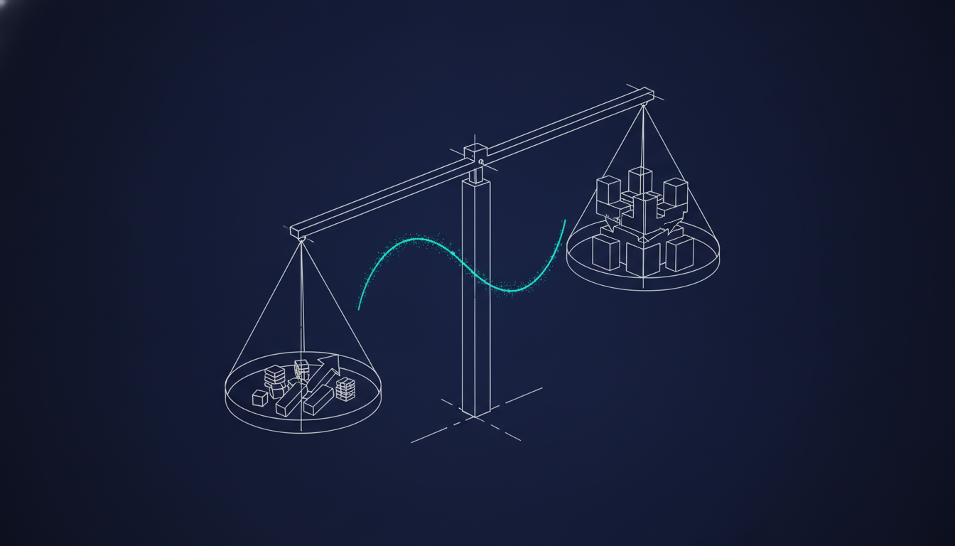 A scale weighing the opportunities of AI agents against the risks and compliance requirements