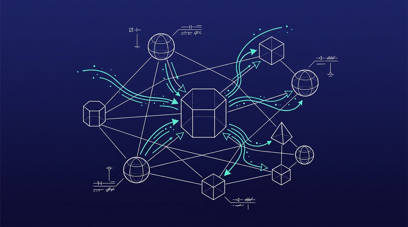 Network of nodes with a few connections lit up, like the suitable processes you pick out of the whole.